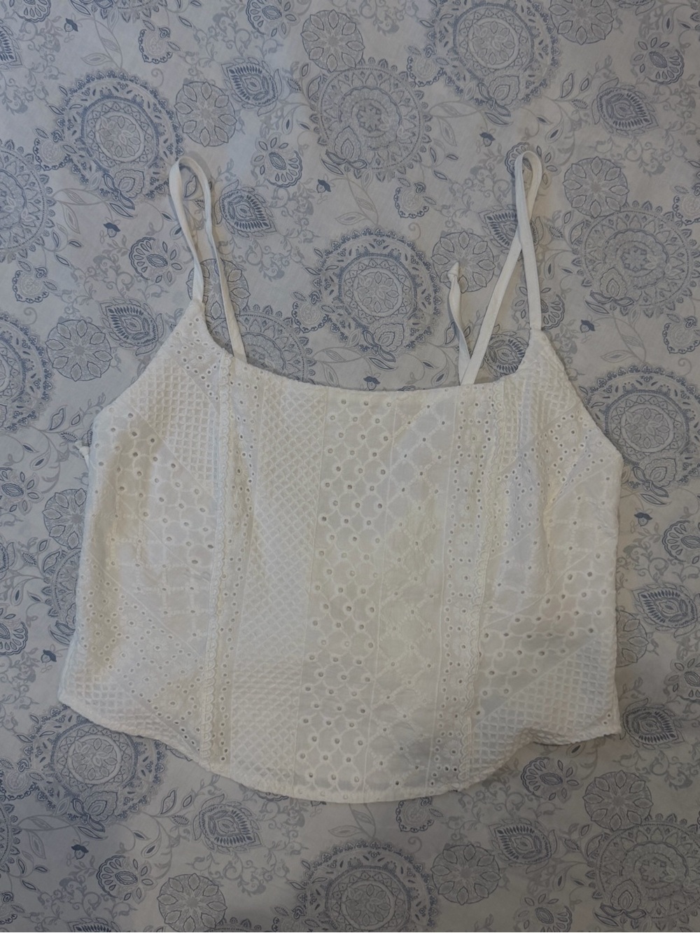 White Eyelet Cropped Camisole Top - Women